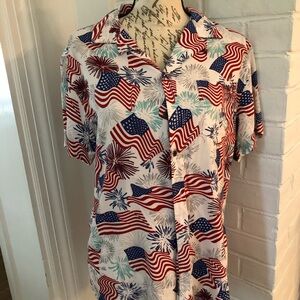 FREE PLANET PATRIOTIC CASUAL BUTTON DOWN